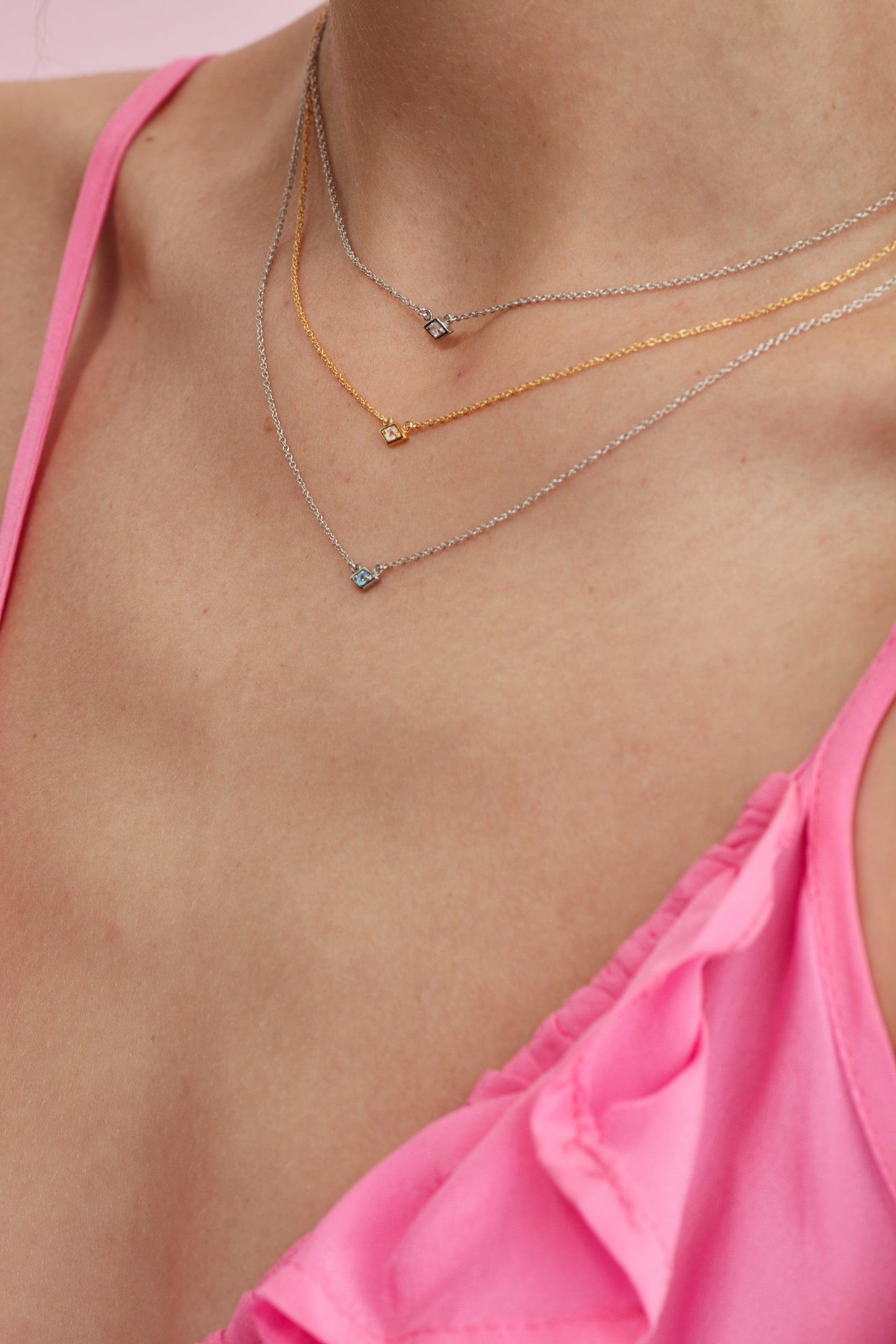 Silk & Steel Jewellery Superfine Keepsake Necklace Rose Quartz + Gold