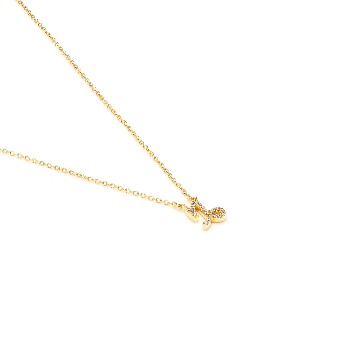 Silk & Steel Jewellery Capricorn Star Sign Pendant Necklace in 14k gold-plated Sterling Silver with Cubic Zirconias