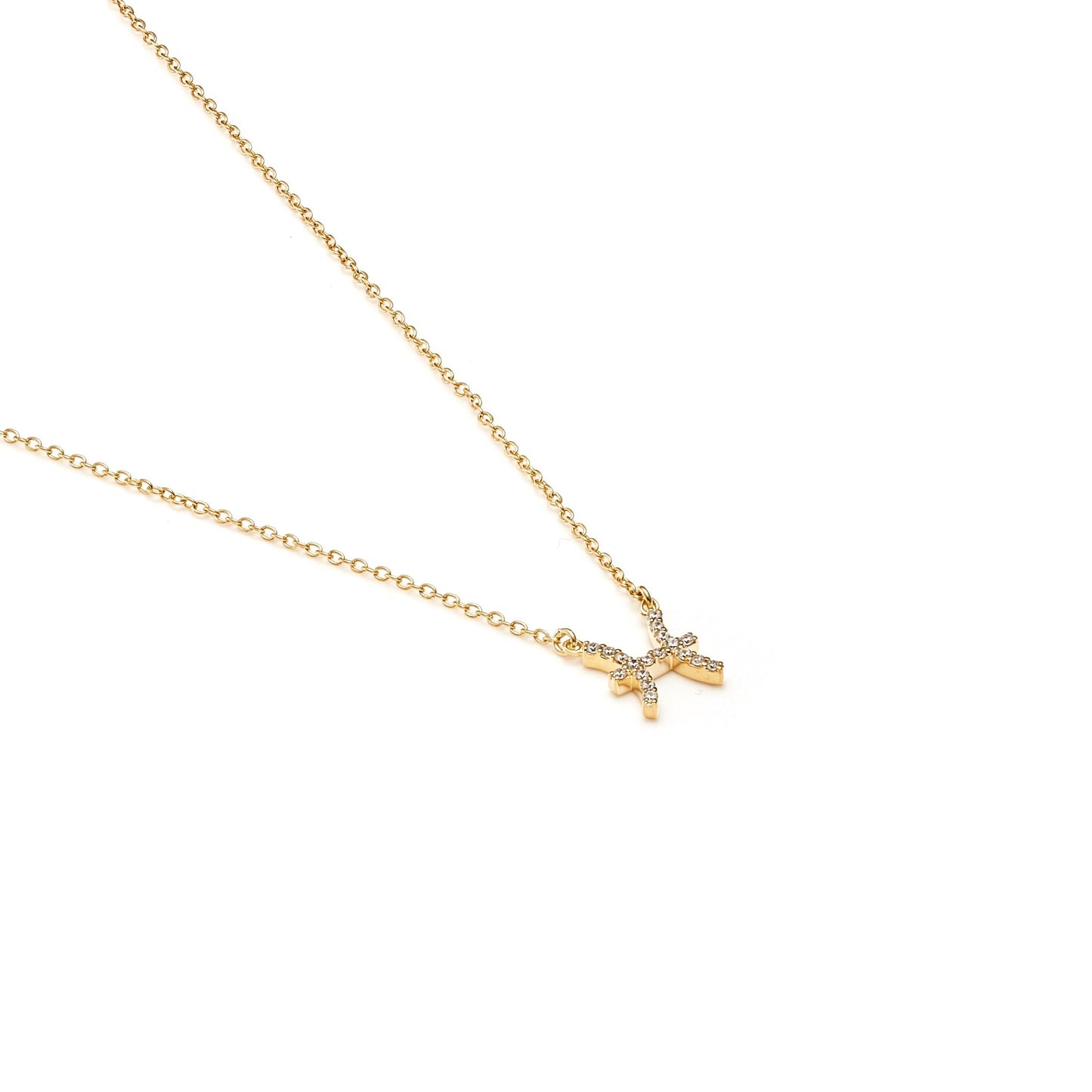 Silk & Steel Jewellery Pisces Star Sign Pendant Necklace in 14k gold-plated Sterling Silver with Cubic Zirconias
