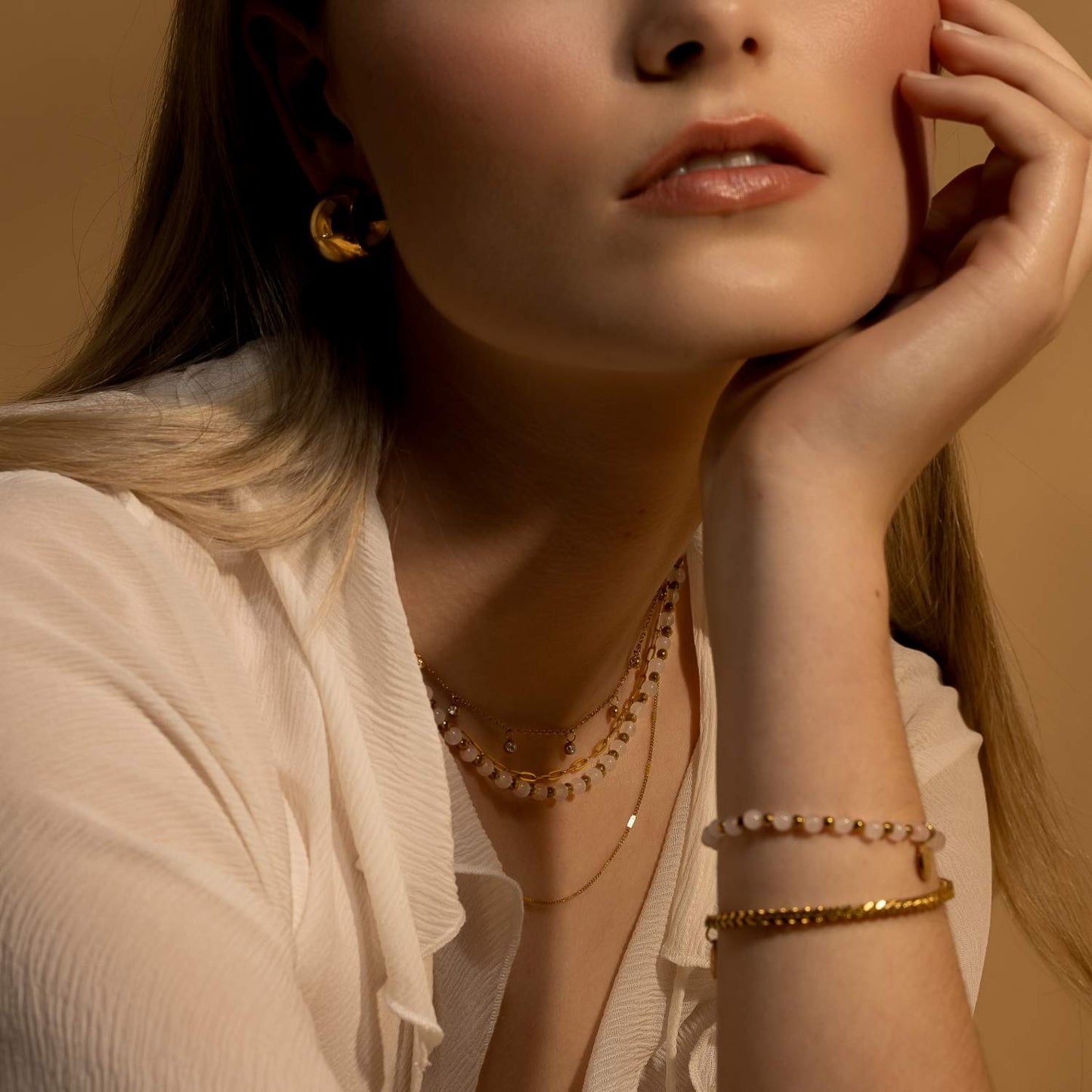 Silk & Steel Jewellery Rose Necklace Rose Quartz + Silver