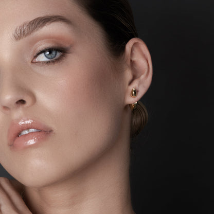 Sculptural double spike ear jacket earrings  in 14k gold-plated stainless steel