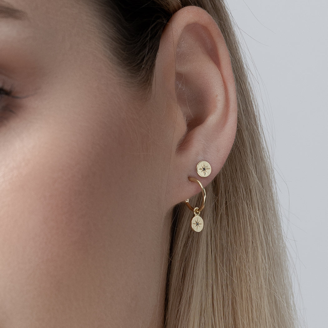 MARCH | Petite North Star Stud Earrings Black Diamond + Silver