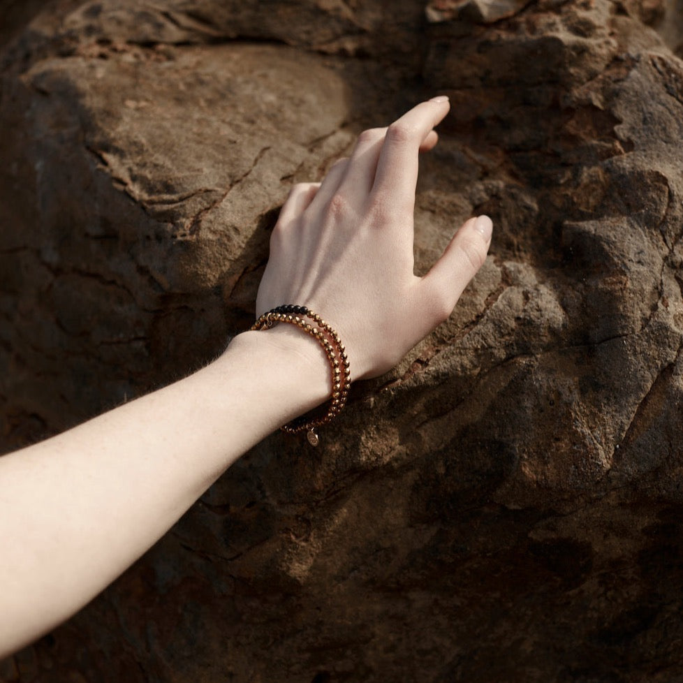 Silk & Steel Jewellery Party At The Front Bracelet - Black Onyx + Gold
