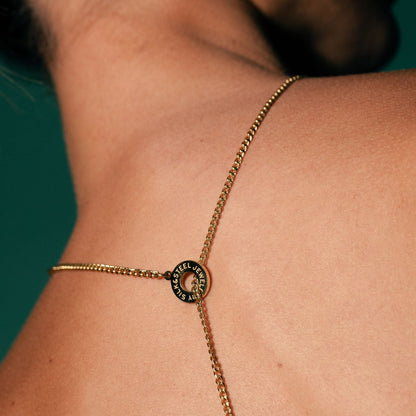 Silk & Steel Orbit Lariat Necklace in silver stainless steel.