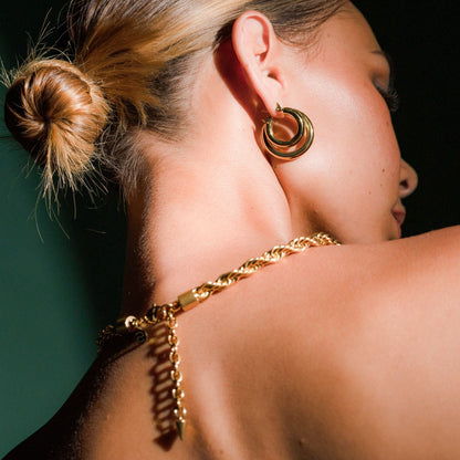Silk & Steel Halo large hoop earrings in silver stainless steel.