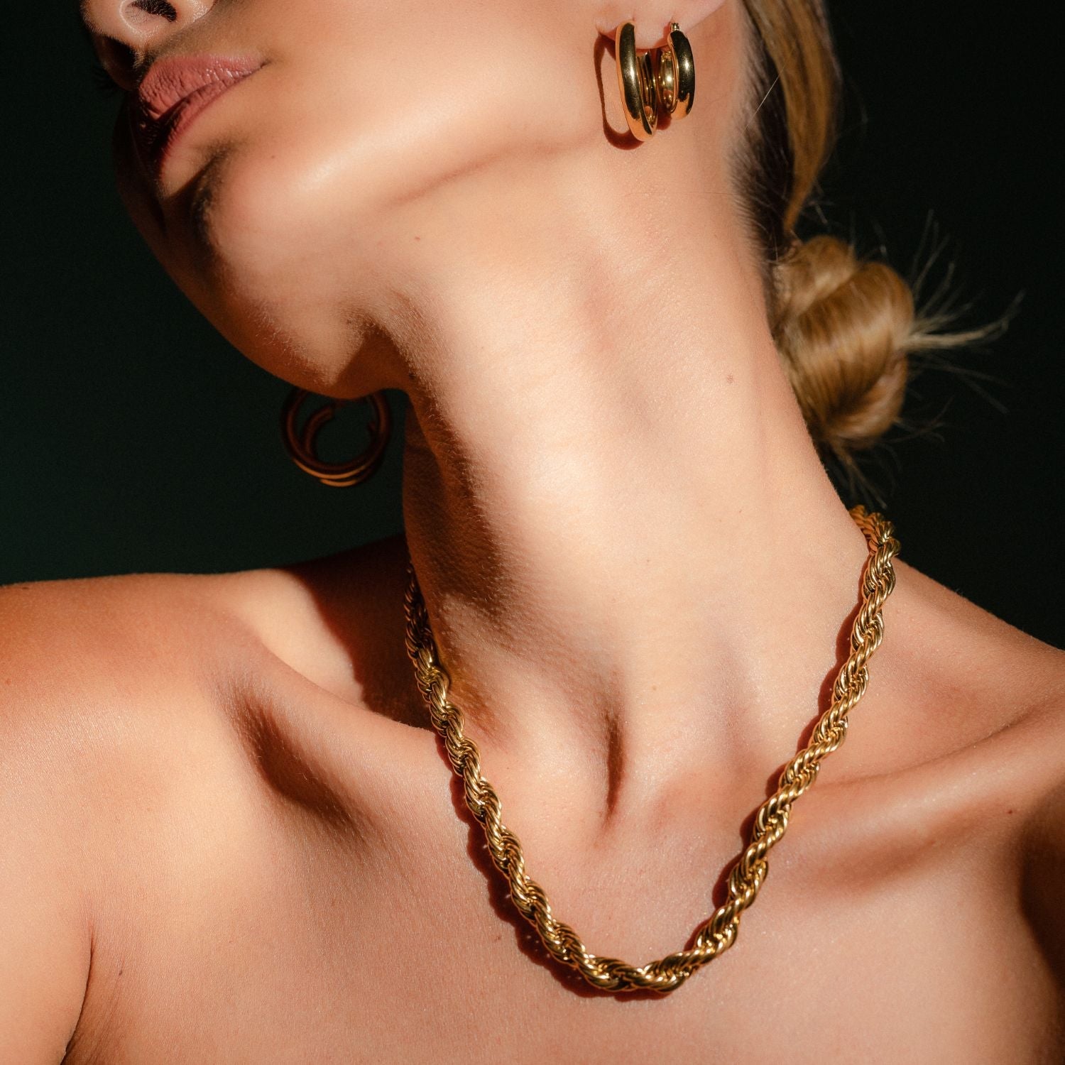 Silk & Steel Eclipse Necklace with in 14k gold-plated stainless steel