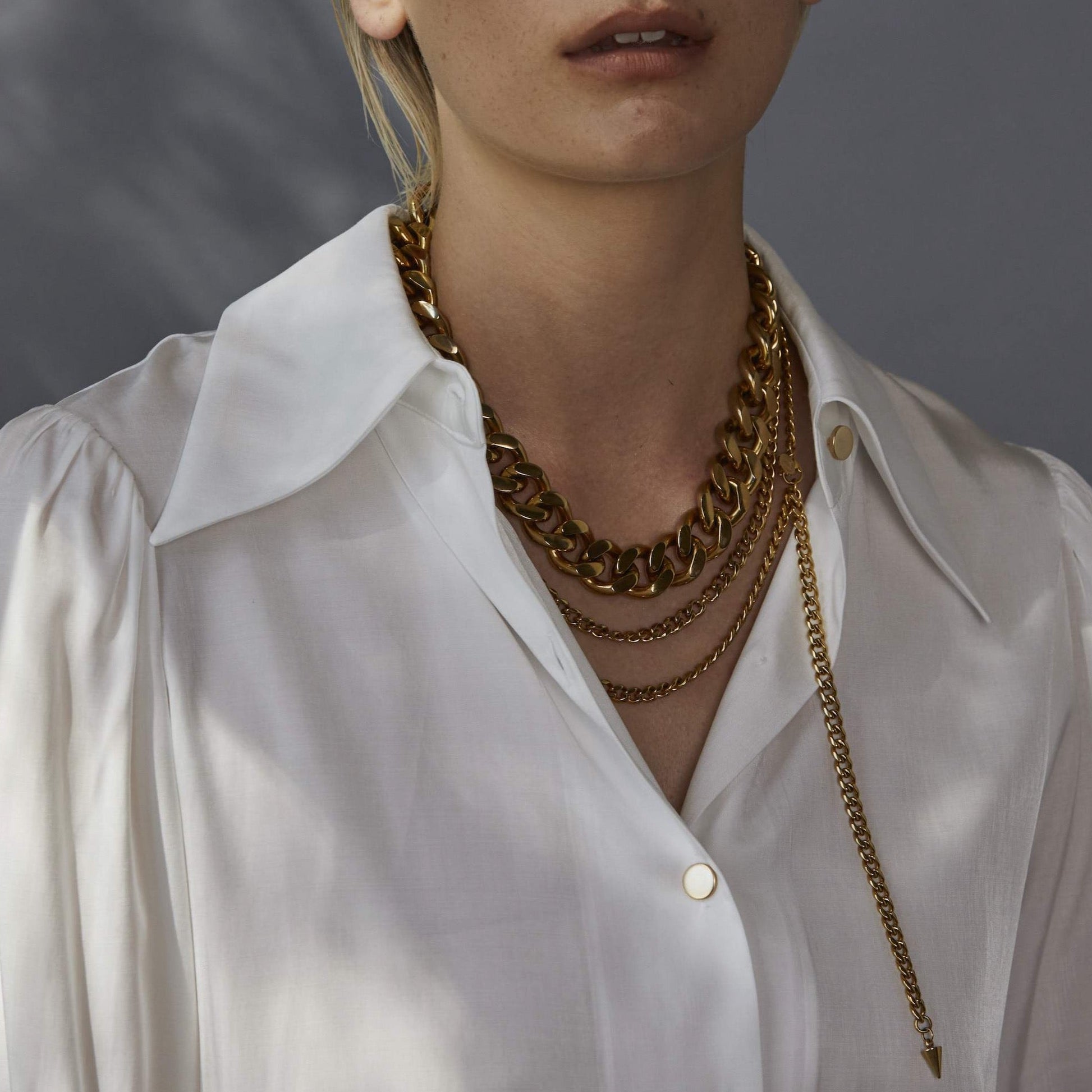 Silk & Steel Jewellery Assigned To Danger necklace gold stainless steel curb chain