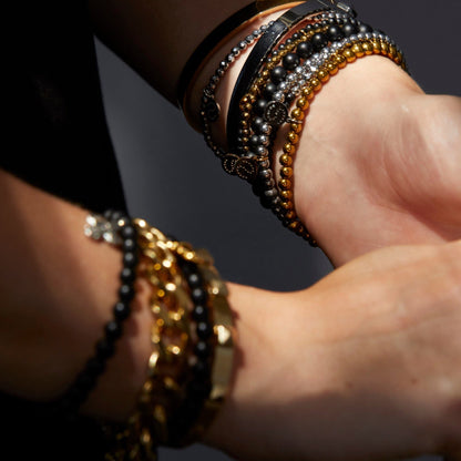 Silk & Steel All for One Black Onyx Gold bracelet