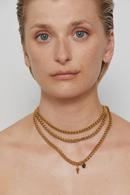Silk & Steel Jewellery Assigned To Danger necklace gold stainless steel curb chain