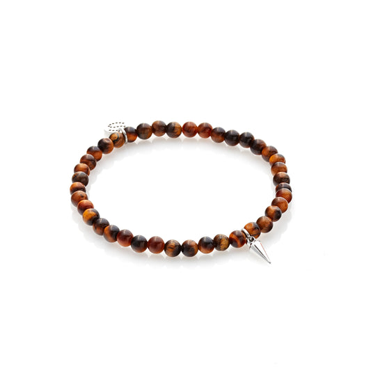 Silk & Steel In The Detail Tigers Eye Silver Spike Bracelet