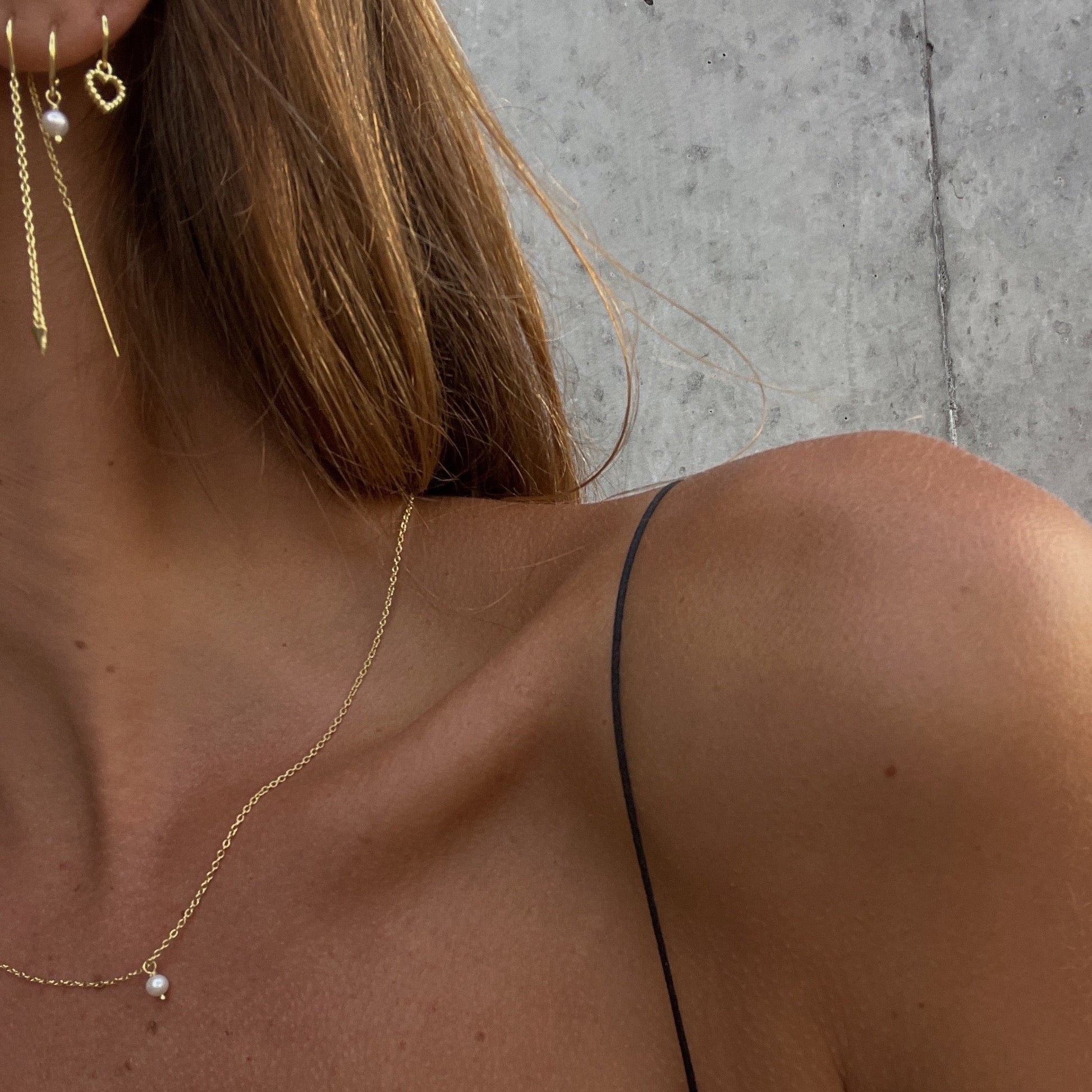 Silk & Steel Jewellery Superfine Mini Pearl Hoops Gold