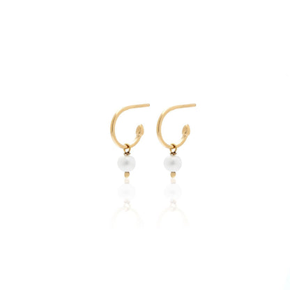 Silk & Steel Jewellery Superfine Mini Pearl Hoops Gold