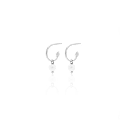 Silk & Steel Jewellery Superfine Mini Pearl Hoops Silver