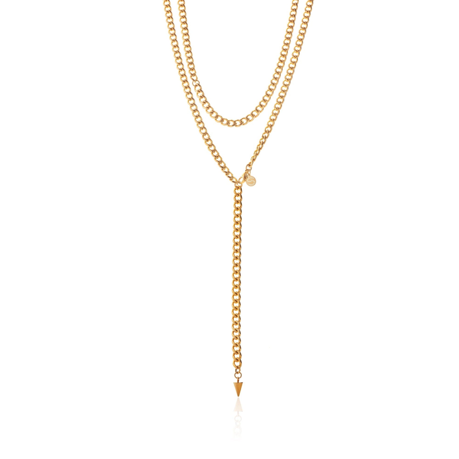 Silk & Steel Jewellery Assigned To Danger necklace gold stainless steel curb chain