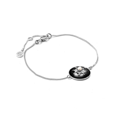 Silk & Steel Jewellery Noire Bracelet – Black Enamel + Silver