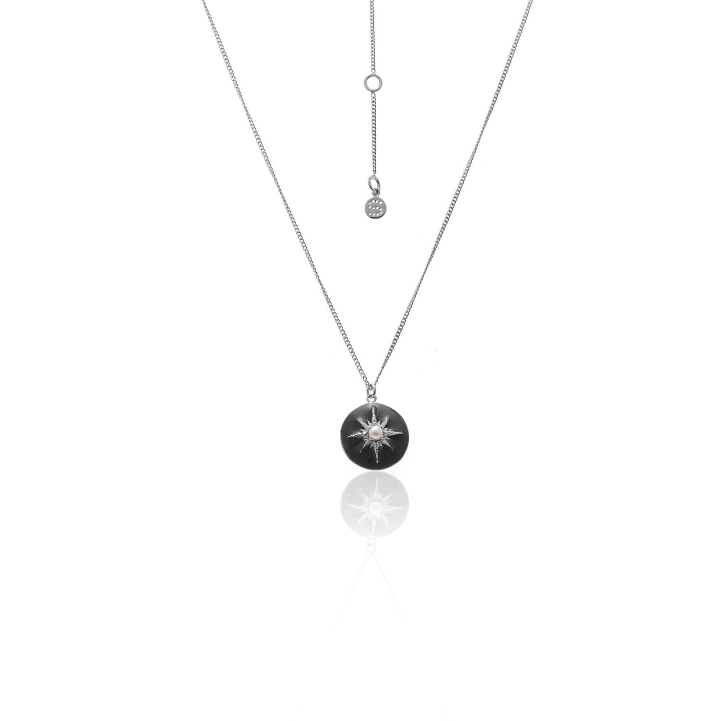 Silk & Steel Jewellery Noire Necklace – Black Enamel + Silver