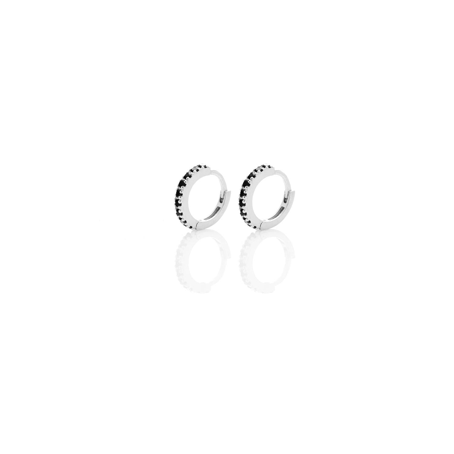 Silk & Steel Jewellery Superfine Petite Eternity Sleepers Black Spinel + Silver