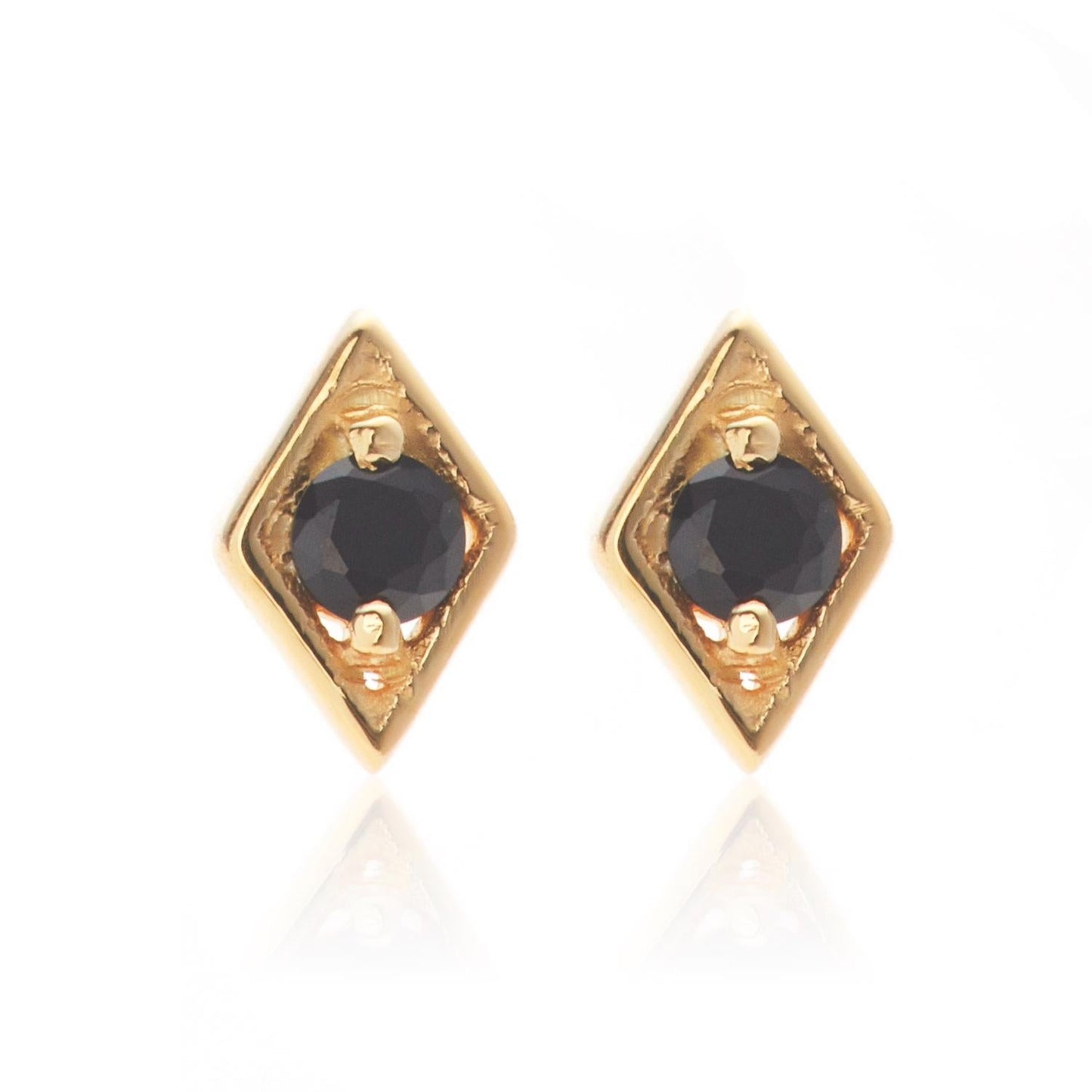 Silk & Steel Jewellery Superfine Keepsake Stud Black Spinel + Gold
