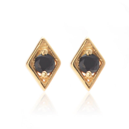 Silk & Steel Jewellery Superfine Keepsake Stud Black Spinel + Gold