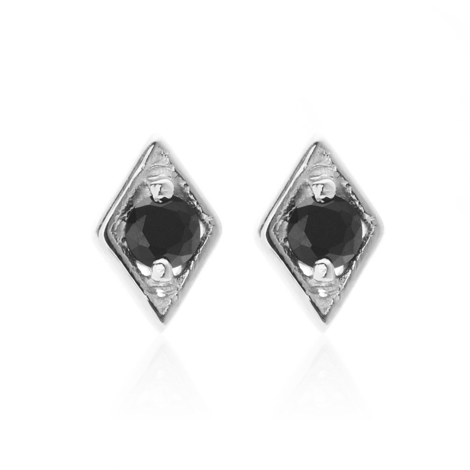 Silk & Steel Jewellery Superfine Keepsake Stud Black Spinel + Silver