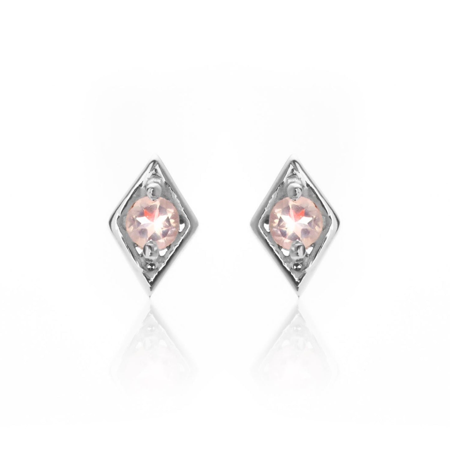 Silk & Steel Jewellery Superfine Keepsake Stud Rose Quartz + Silver