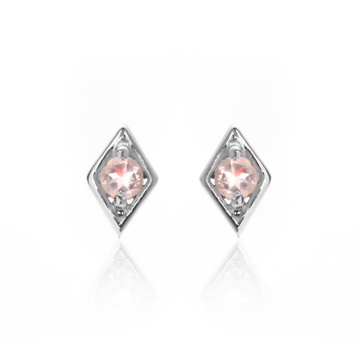 Silk & Steel Jewellery Superfine Keepsake Stud Rose Quartz + Silver