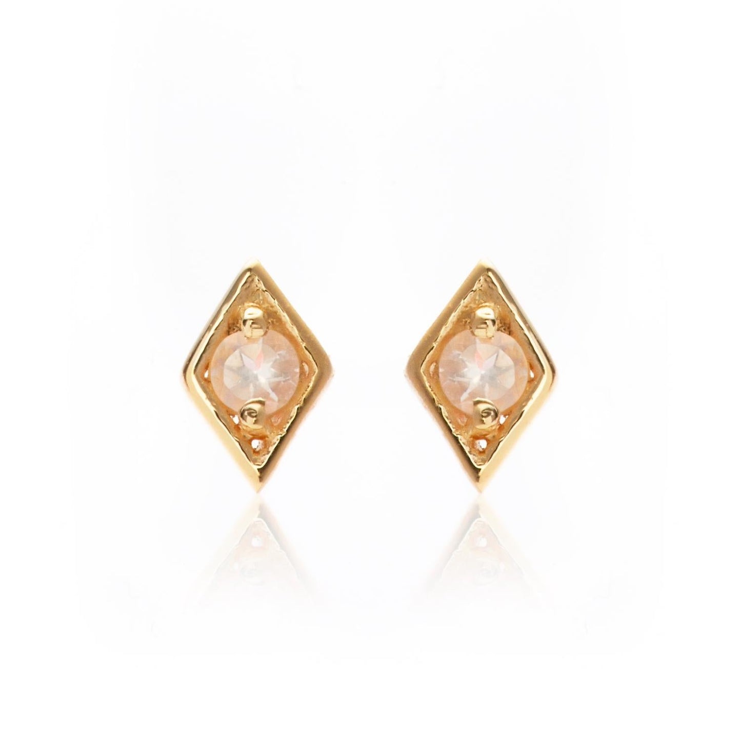 Silk & Steel Jewellery Superfine Keepsake Stud Rose Quartz + Gold
