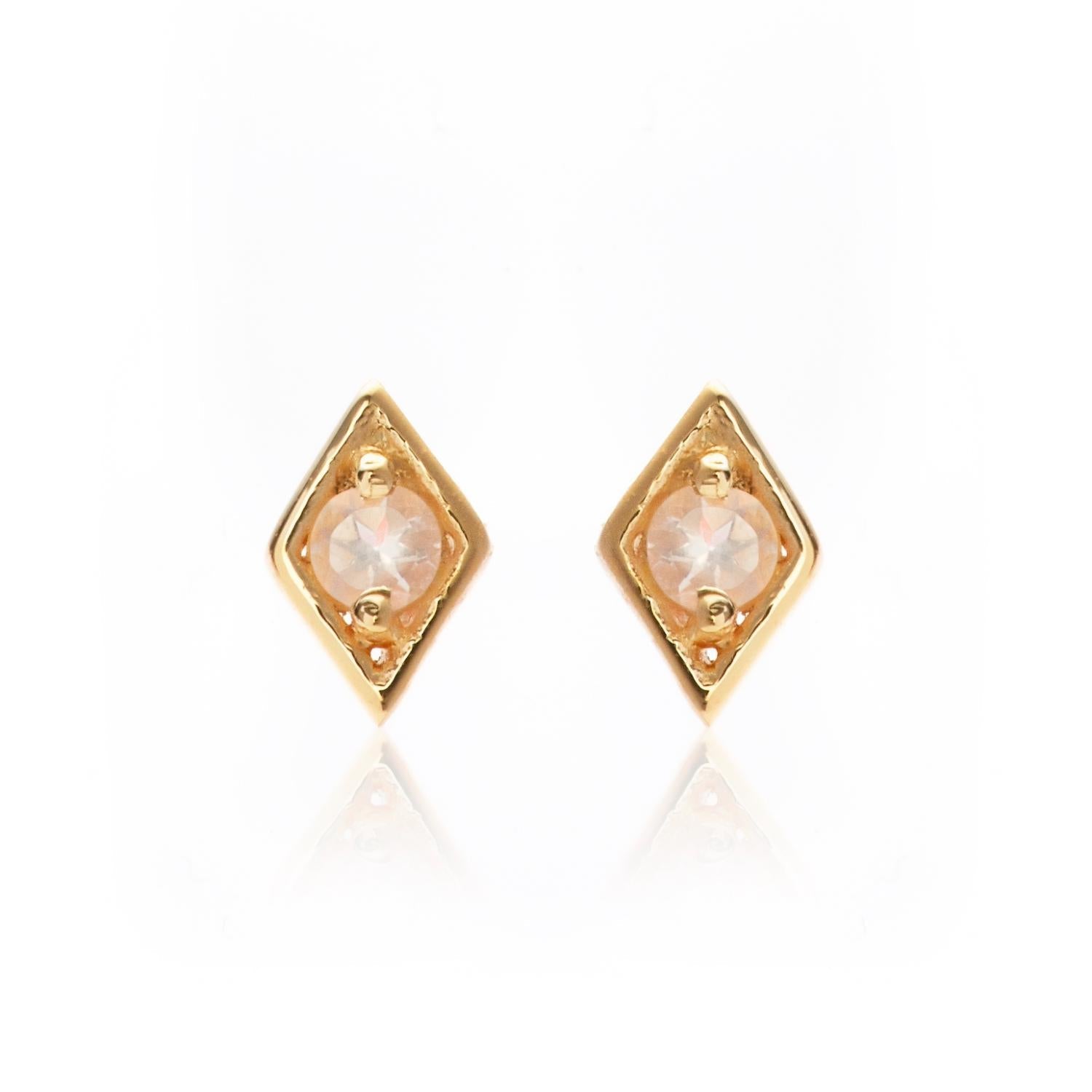 Silk & Steel Jewellery Superfine Keepsake Stud Rose Quartz + Gold