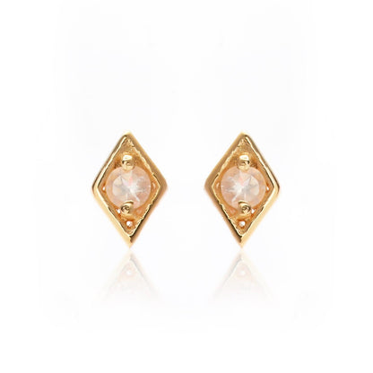 Silk & Steel Jewellery Superfine Keepsake Stud Rose Quartz + Gold