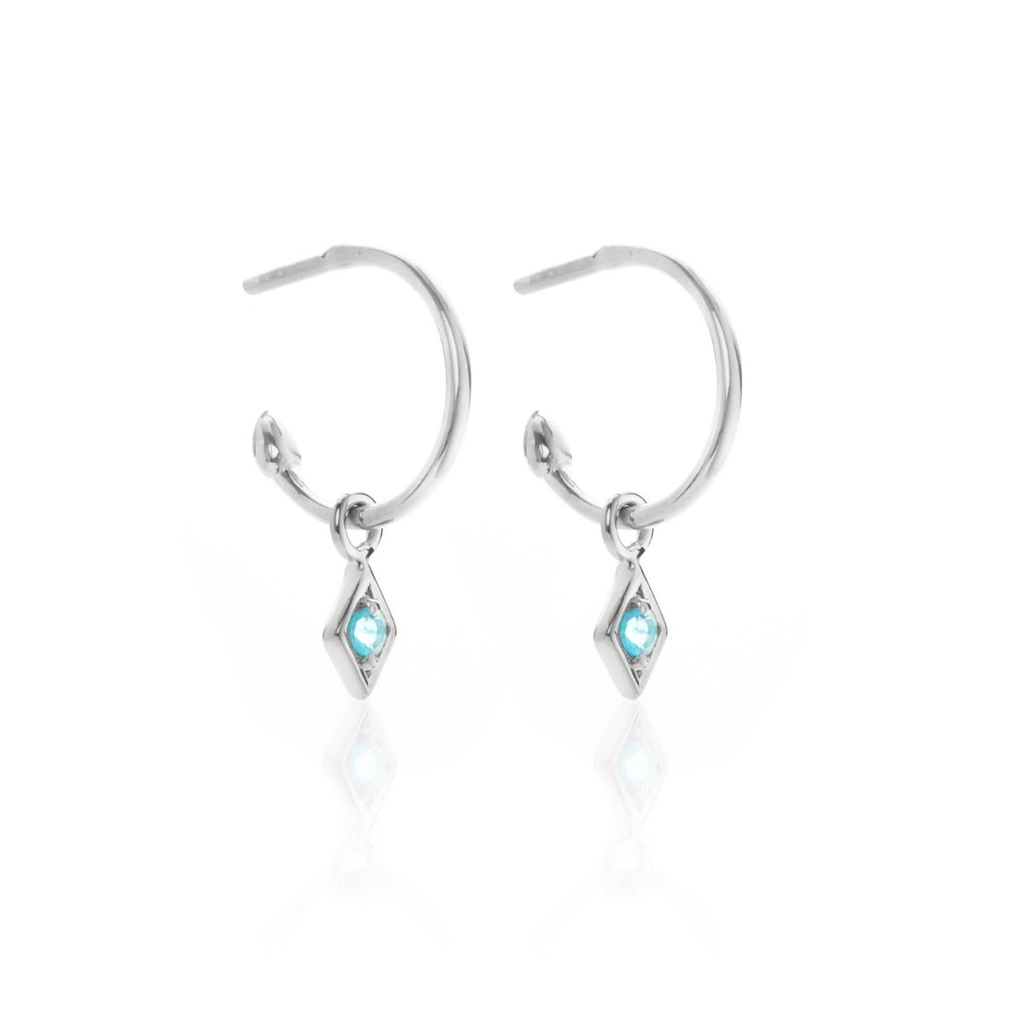 Silk & Steel Jewellery Superfine Keepsake Hoop Blue Topaz + Silver