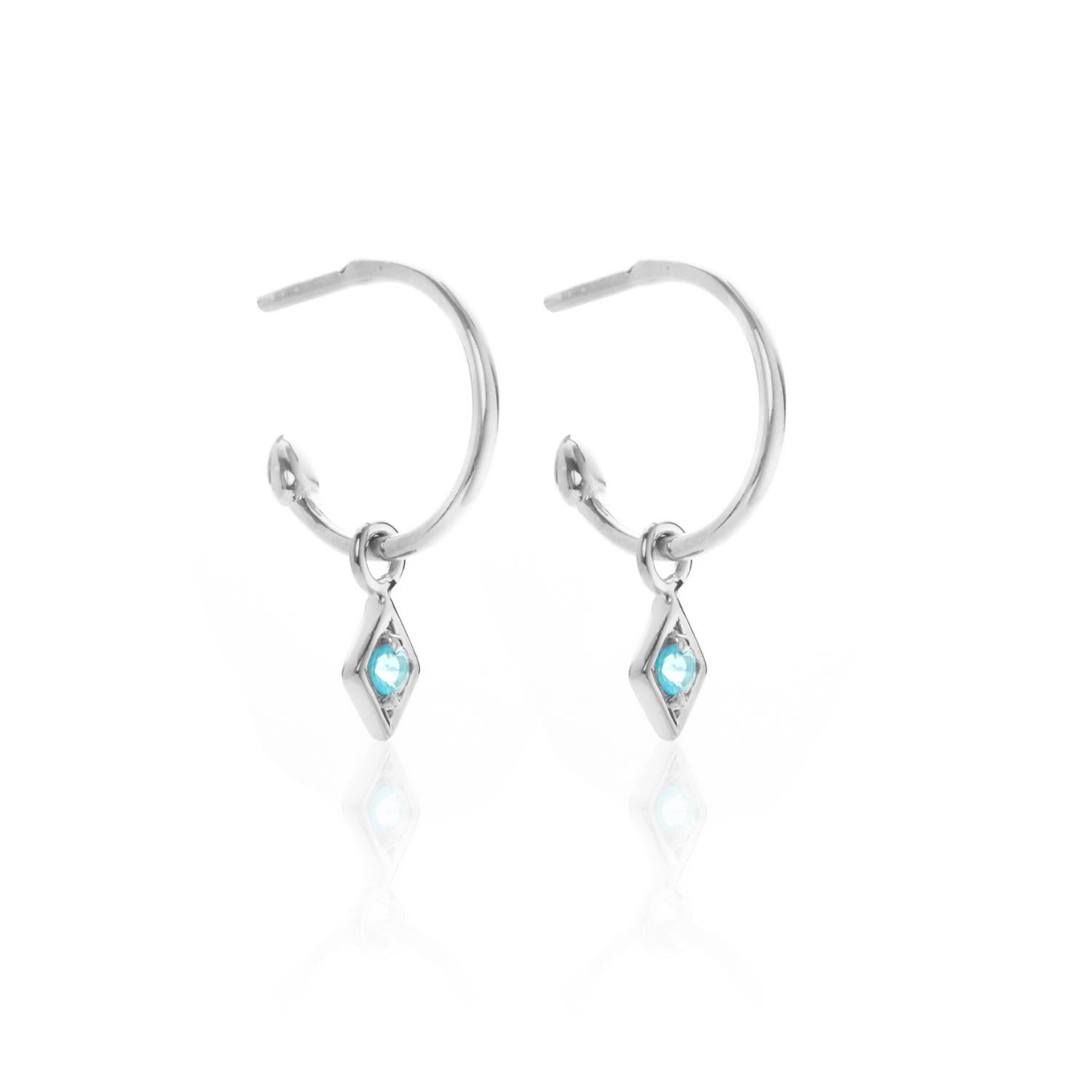 Silk & Steel Jewellery Superfine Keepsake Hoop Blue Topaz + Silver