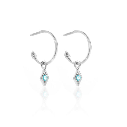 Silk & Steel Jewellery Superfine Keepsake Hoop Blue Topaz + Silver