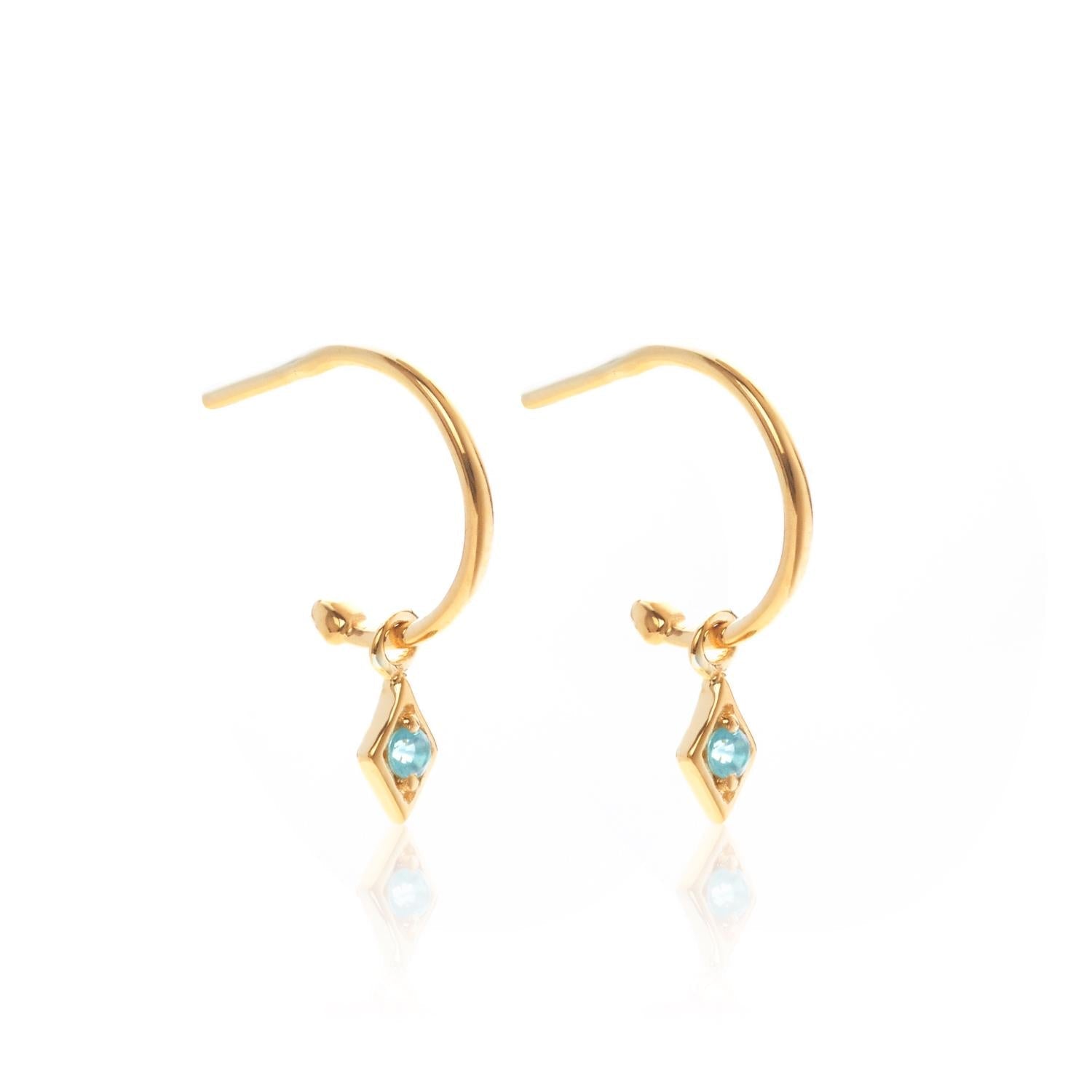 Silk & Steel Jewellery Superfine Keepsake Hoop Blue Topaz + Gold