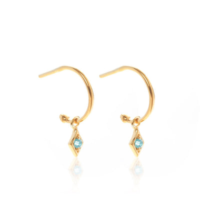 Silk & Steel Jewellery Superfine Keepsake Hoop Blue Topaz + Gold
