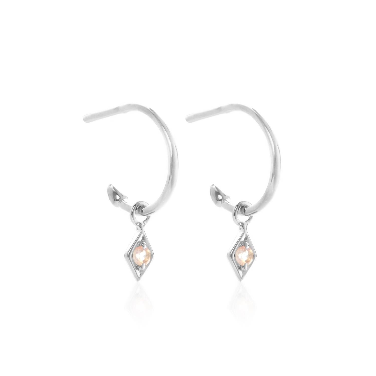 Silk & Steel Jewellery Superfine Keepsake Hoop Rose Quartz + Silver