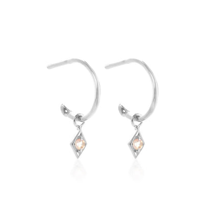 Silk & Steel Jewellery Superfine Keepsake Hoop Rose Quartz + Silver