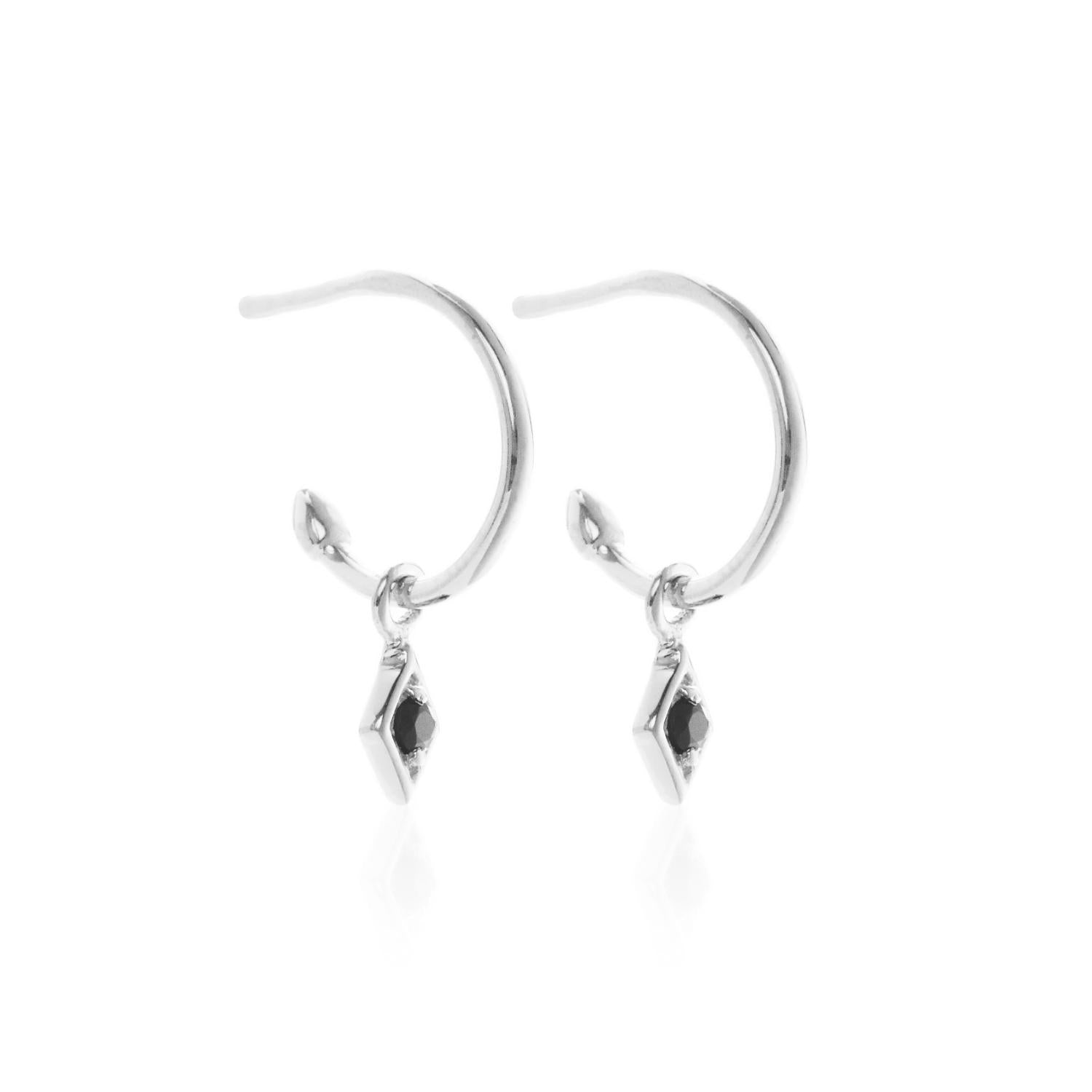Silk & Steel Jewellery Superfine Keepsake Hoop Black Spinel + Silver