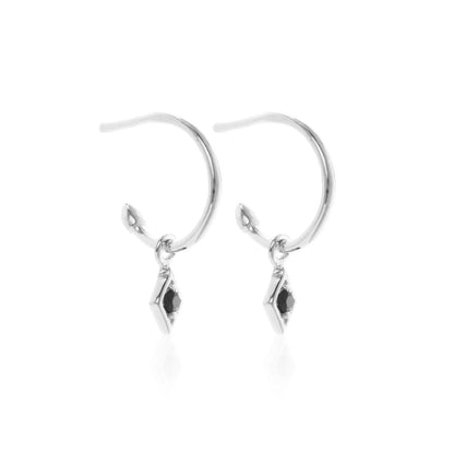 Silk & Steel Jewellery Superfine Keepsake Hoop Black Spinel + Silver