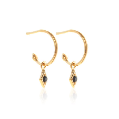 Silk & Steel Jewellery Superfine Keepsake Hoop Black Spinel + Gold