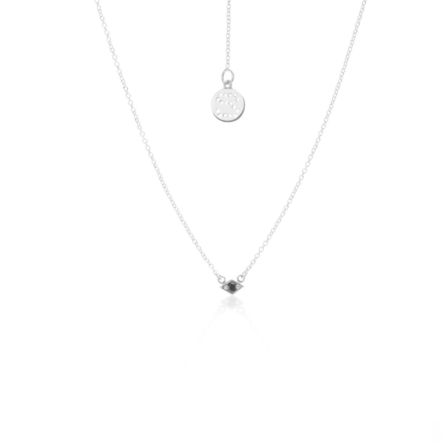 Silk & Steel Jewellery Superfine Keepsake Necklace Black Spinel + Silver
