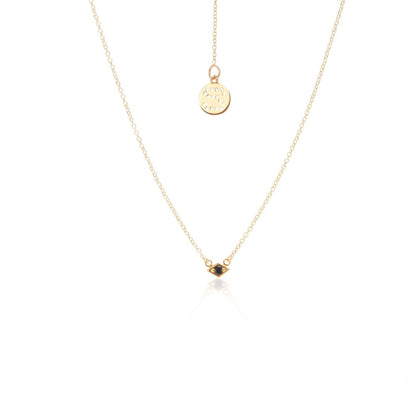 Silk & Steel Jewellery Superfine Keepsake Necklace Black Spinel + Gold
