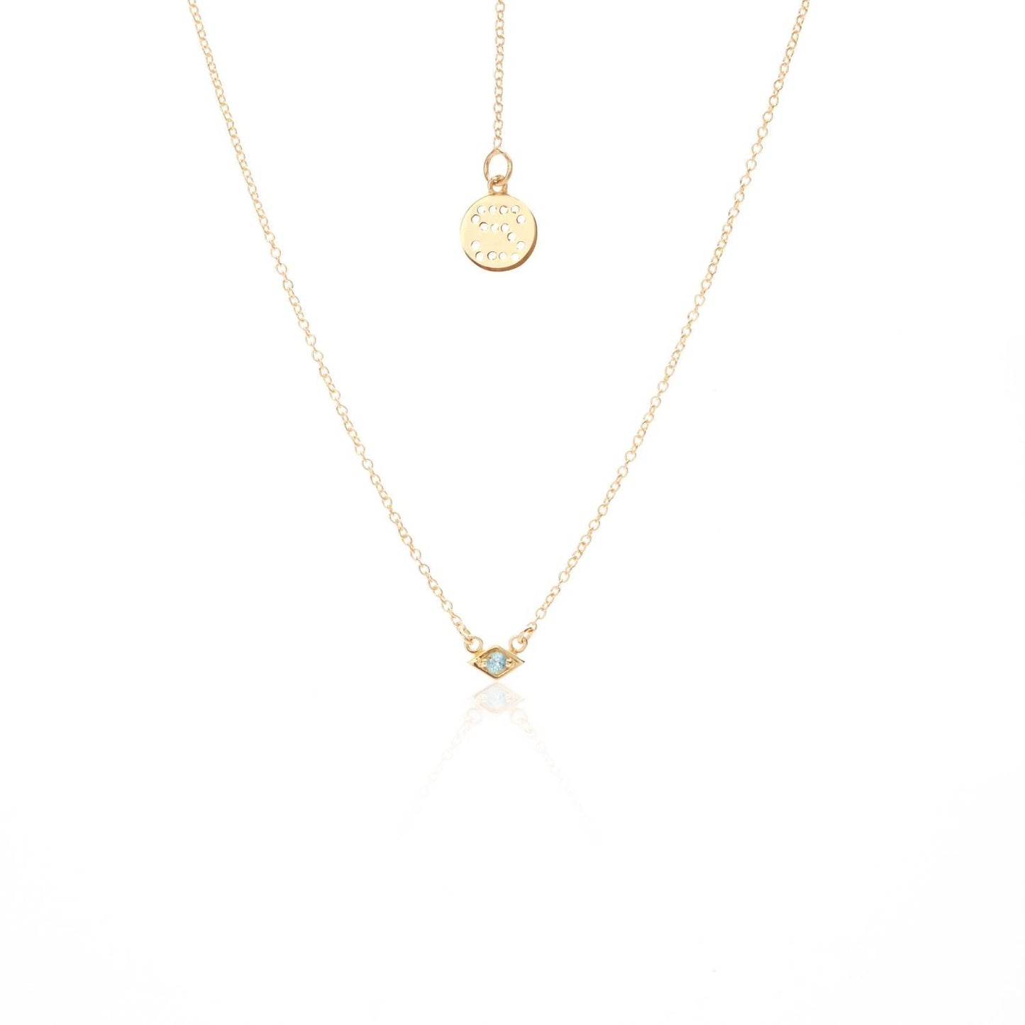 Silk & Steel Jewellery Superfine Keepsake Necklace Blue Topaz + Gold