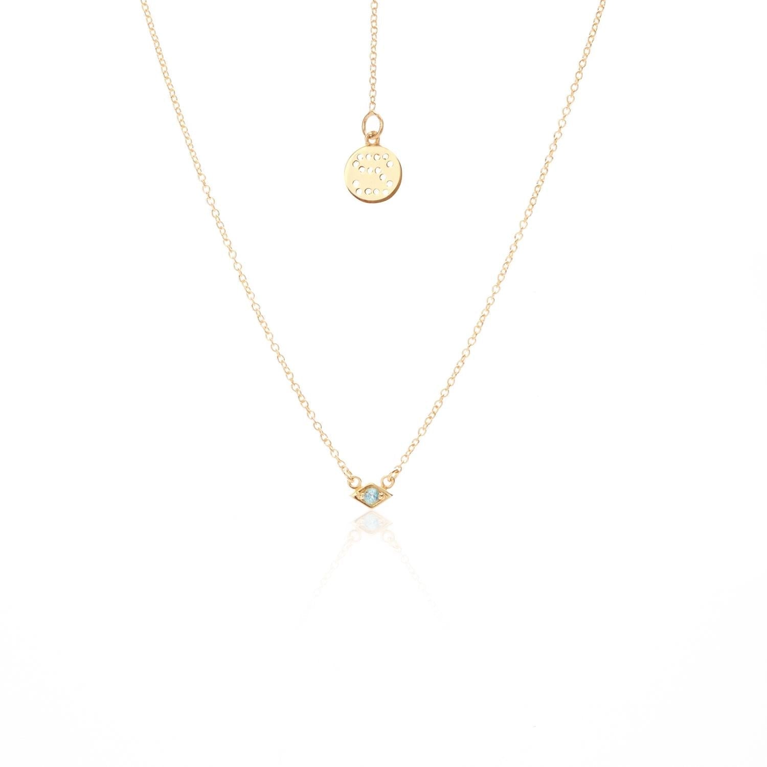 Silk & Steel Jewellery Superfine Keepsake Necklace Blue Topaz + Gold