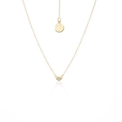 Silk & Steel Jewellery Superfine Keepsake Necklace Blue Topaz + Gold