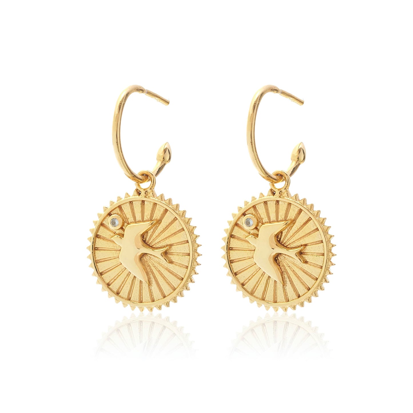Swallow of Hope / Gold + Aquamarine / Earrings