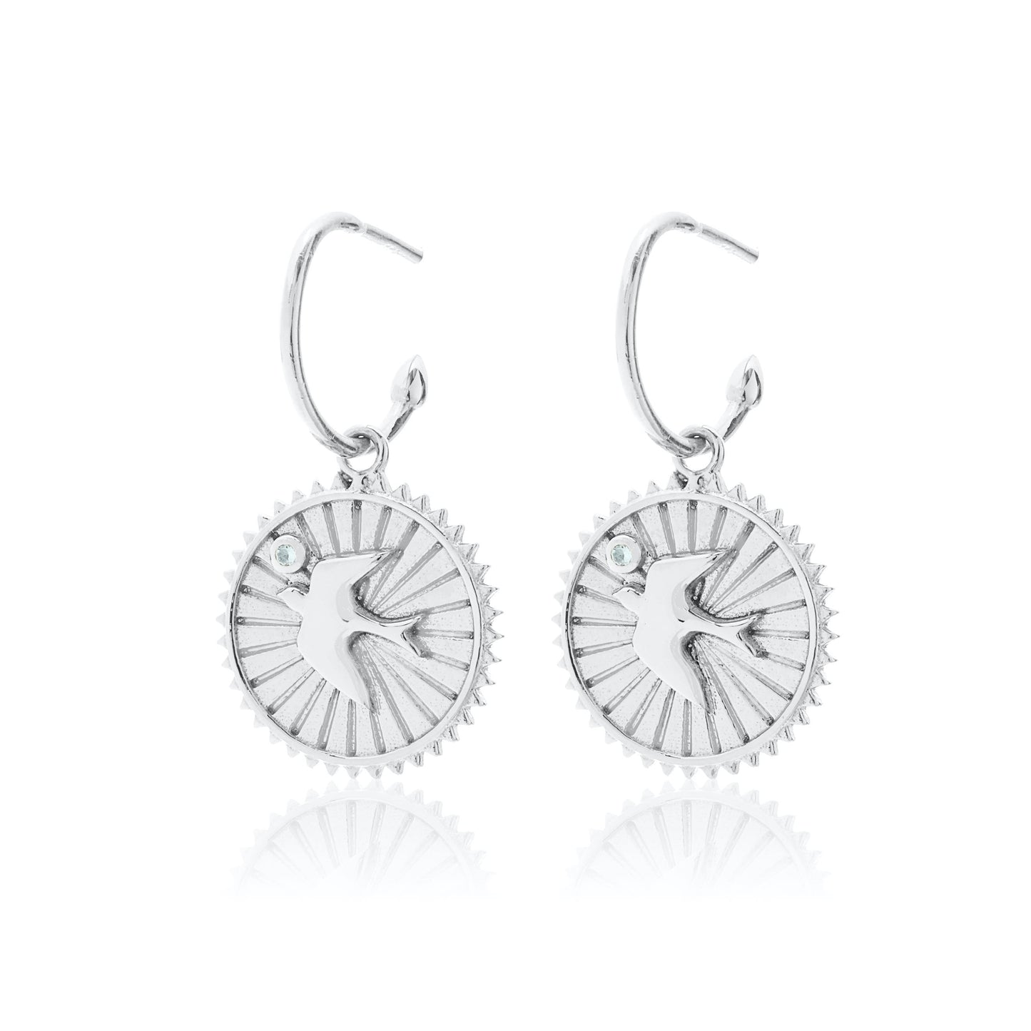 Silk & Steel Jewellery Swallow of Hope Talisman Silver Aquamarine
