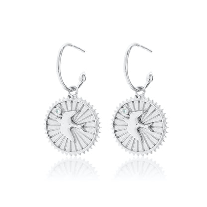Silk & Steel Jewellery Swallow of Hope Talisman Silver Aquamarine
