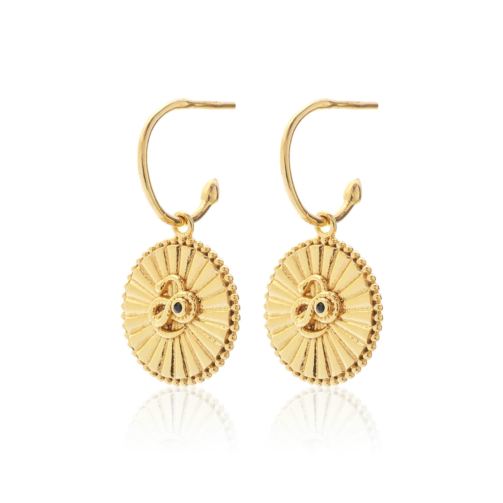 Silk & Steel Jewellery Serpent of Strength Talisman Earrings Gold Black Spinel