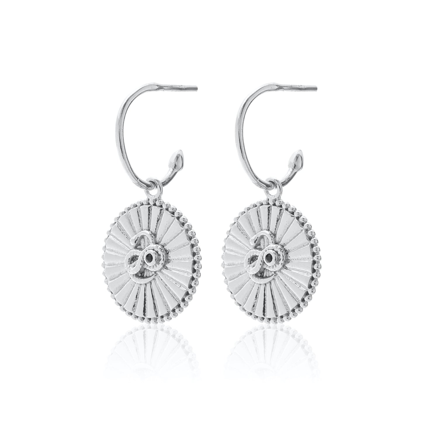 Silk & Steel Jewellery Serpent of Strength Talisman Earrings Silver Black Spinel