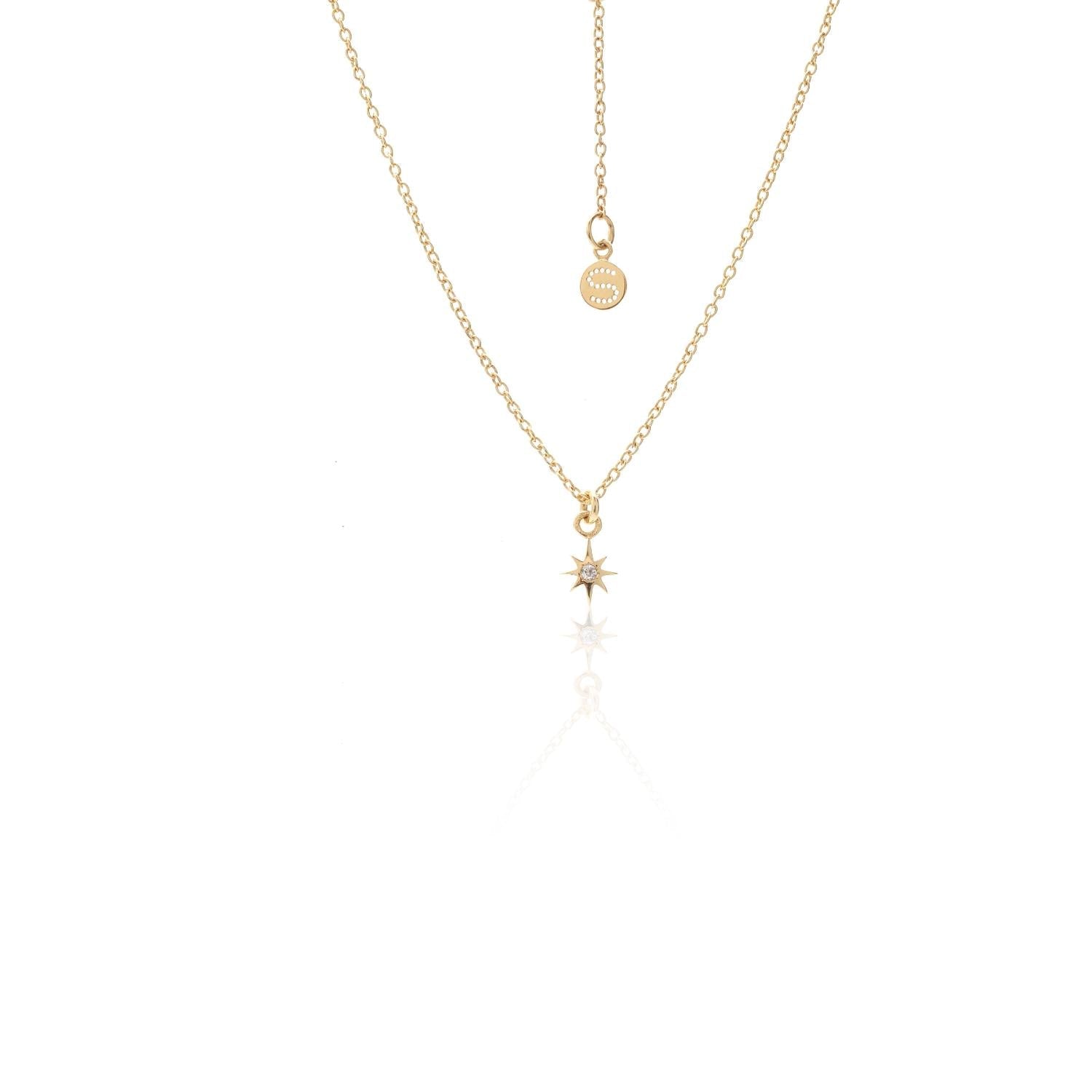 Silk & Steel Jewellery Superfine Talisman Petite Star Necklace White Topaz + Gold
